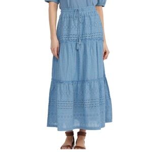 Blue Eyelet Maxi Skirt